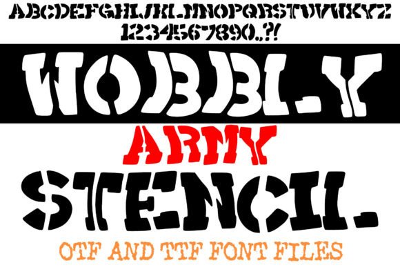 Wobbly Army Stencil: Where Military Precision Meets Playful Design